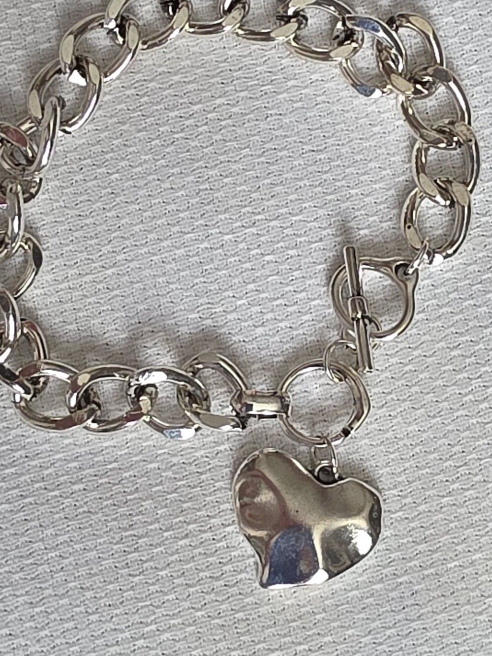 Silver Heart Costume Charm Chain Bracelet - Women's Jewelry